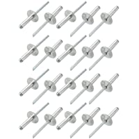 sourcing map 20 piezas 5 mm x 20 mm Remaches Ciegos de aluminio de extremo abierto brida grande